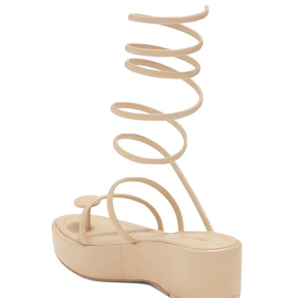 NIB Cult Gaia Alba Sand Leather Coil Wrap Platform Wedge Sandals Pumps 36 6 $498 - Picture 5 of 12